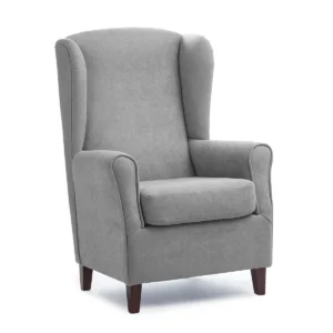 Sillón orejero: ancho con respaldo alto color gris