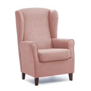 Sillón orejero: ancho con respaldo alto color rosa